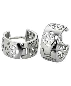 sterling Silver Fancy Huggie Earrings