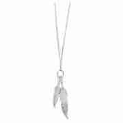 Sterling Silver Feather Pendant, 46cm