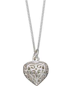 Sterling Silver Filigree Heart Pendant and