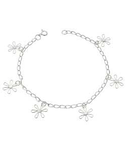 sterling Silver Flower Charm Bracelet
