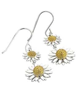Sterling Silver Flower Drop Earrings