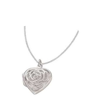Silver Flower Open Heart Locket Pendant