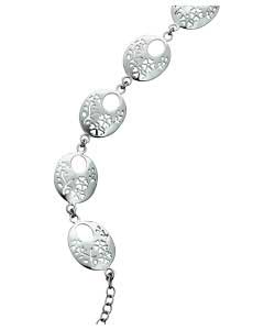 sterling Silver Flower Oval Bracelet