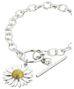 sterling Silver Flower T-Bar Bracelet