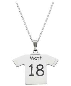 Silver Football Shirt Pendant - Personalised
