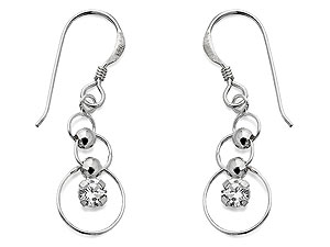 Sterling Silver Four Circles And A Crystal Drop