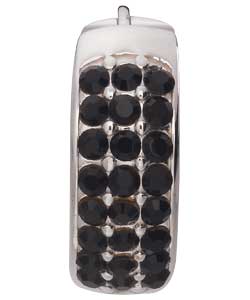 Sterling Silver Gents 3 Row Black Crystal Huggie