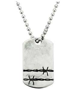 Silver Gents Barb Wire Dog Tag Pendant