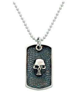 Silver Gents Skull Dog Tag Pendant