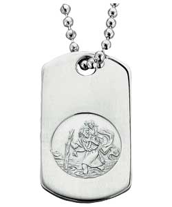 Sterling Silver Gents St. Christopher Tag Pendant
