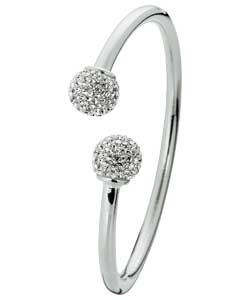 sterling Silver Glitter Ball Torque Bangle