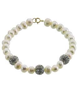 sterling Silver Glitterball and Pearl Bracelet