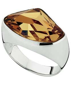 sterling Silver Gold Crystal Ring