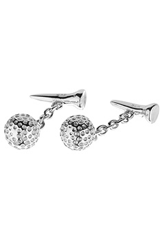 sterling Silver Golf Ball and Tee Cufflinks