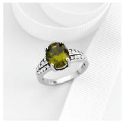 Sterling Silver Green Cubic Zirconia Ring, Small