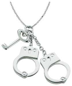 Sterling Silver Handcuff and Key Pendant