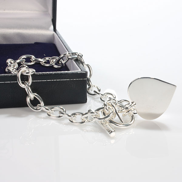 Sterling Silver Heart Bracelet With Personalised