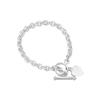 Sterling Silver Heart Charm Toggle Bracelet: As