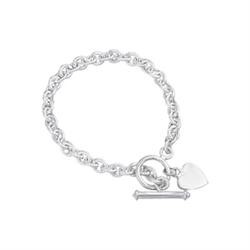Sterling Silver Heart Charm Toggle Bracelet