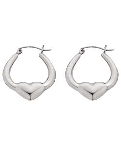 Sterling Silver Heart Creole Earrings