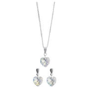 Sterling Silver Heart Crystal Earring and
