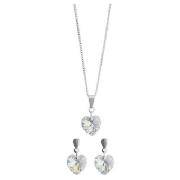 Silver Heart Crystal Earring and