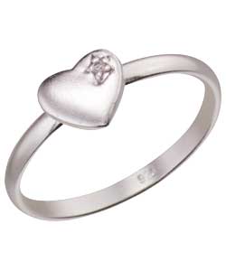 Sterling Silver Heart Cubic Zirconia Stacker Ring