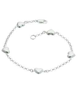 Sterling Silver Heart Link Bracelet