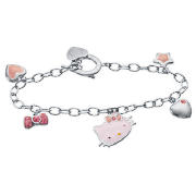 Sterling Silver Hello Kitty Enamel T-Bar Bracelet