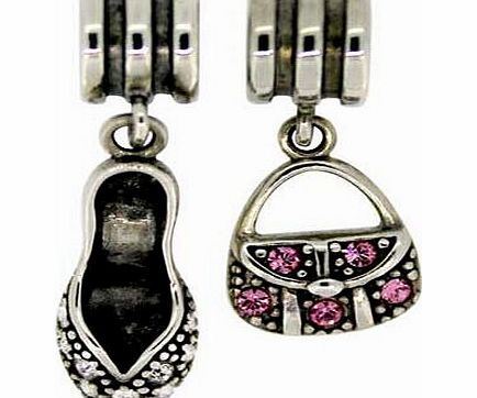 Sterling Silver High Heel and Handbag Drop