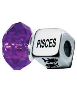 Sterling Silver Horoscope with Birthstone Charms - Pisces