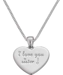 Sterling Silver I Love You Sister Pendant