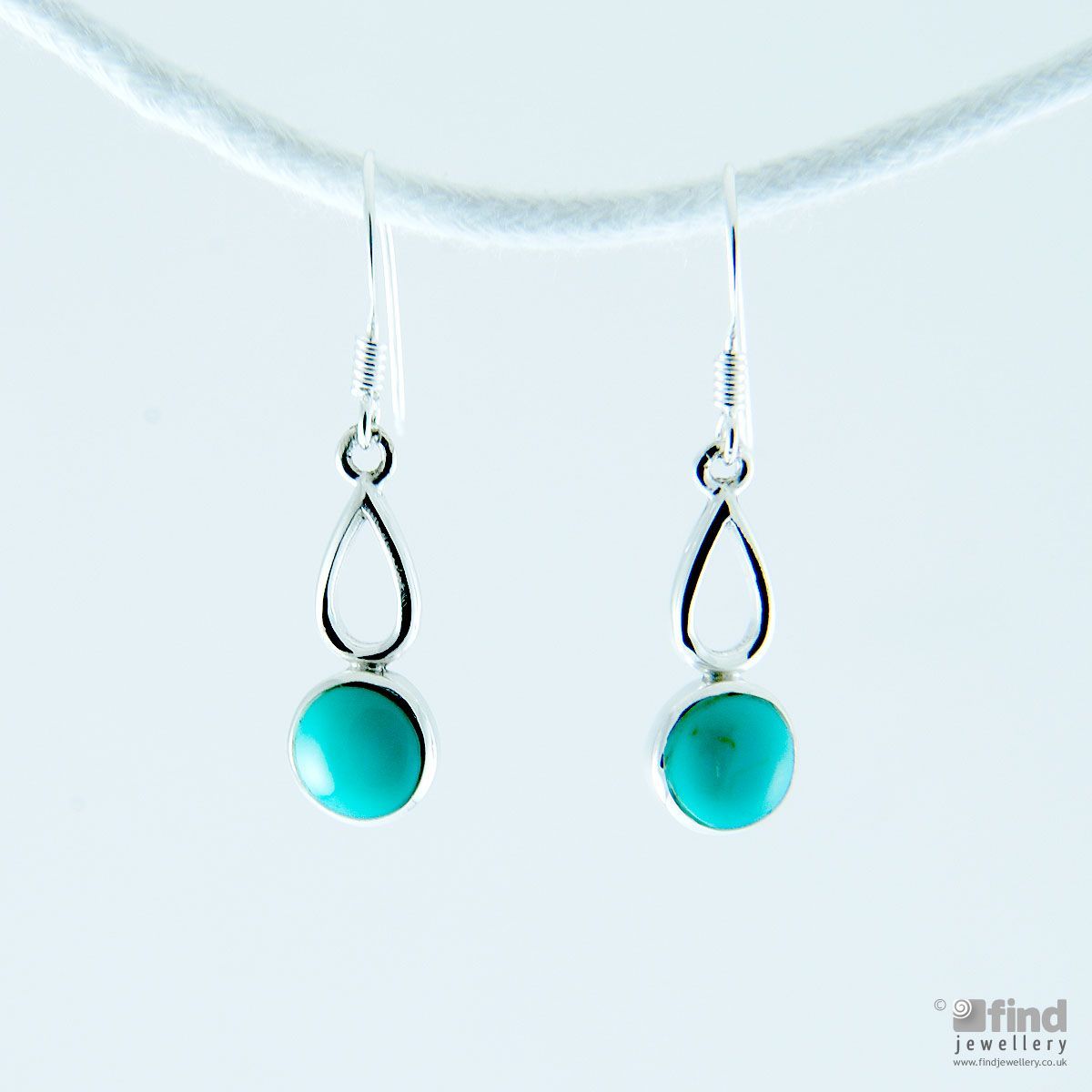 Silver Imitation Turquoise Drop Earrings