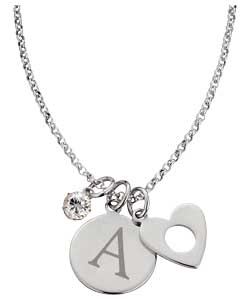 Sterling Silver Initial Charm Pendant - Letter A