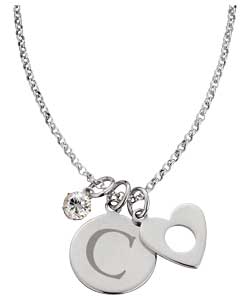 Sterling Silver Initial Charm Pendant - Letter C