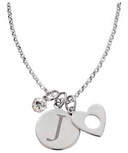Sterling Silver Initial Charm Pendant - Letter J