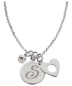 Sterling Silver Initial Charm Pendant - Letter S