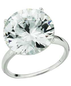 Sterling Silver Large Cubic Zirconia Solitaire Ring