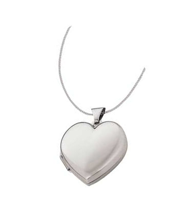 Sterling Silver Large Plain Heart Locket Pendant