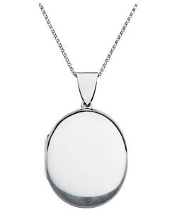 Sterling Silver Large Plain Oval Locket Pendant