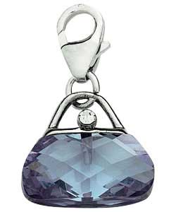 Sterling Silver Lavender Cubic Zirconia Handbag Charm