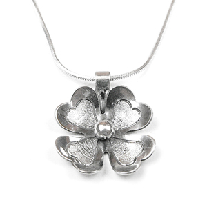 Sterling Silver Leaf Four Clover Necklace
