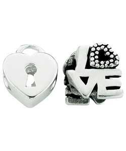 sterling Silver Love and Lock Charms