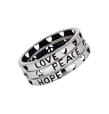 Sterling Silver Love, Peace and Hope Stacker Rings