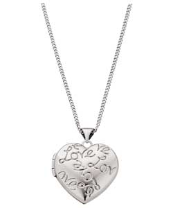 Sterling Silver Love Script Heart Locket Pendant