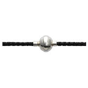 Sterling Silver Magnetic Black Leather Cord