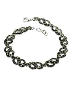 sterling Silver Marcasite Twist Scroll Bracelet