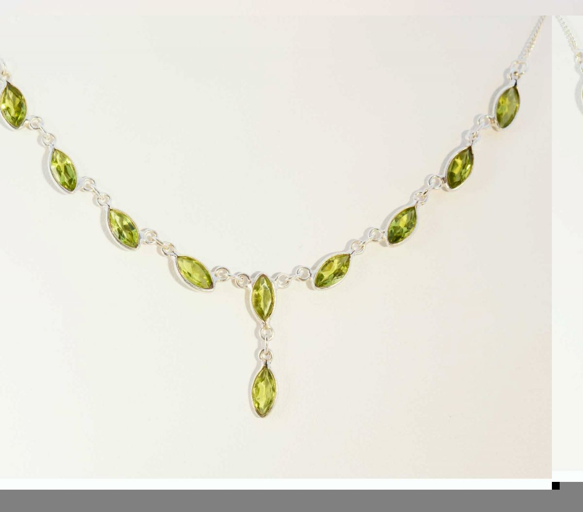 Sterling Silver Marquise Peridot Necklace
