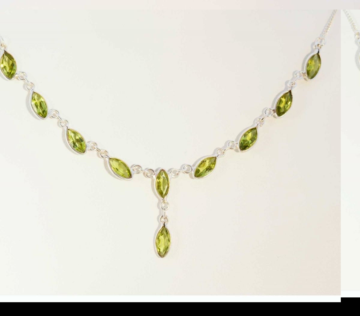 Sterling Silver Marquise Peridot Necklace