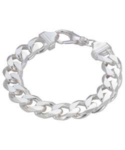 Silver Mens Diamond Cut Curb Bracelet